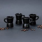 Moka Ceramic Espresso Coffee Cups | Black | Set of 4