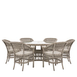 Outdoor Menton 6 Seat Round Dining Set | Stone