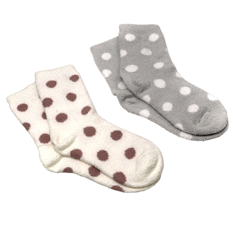 Cosy Polka Dot Socks | Set of 2 | Cream/Grey