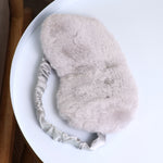 Faux Fur Satin Lined Eye Mask | Pale Grey