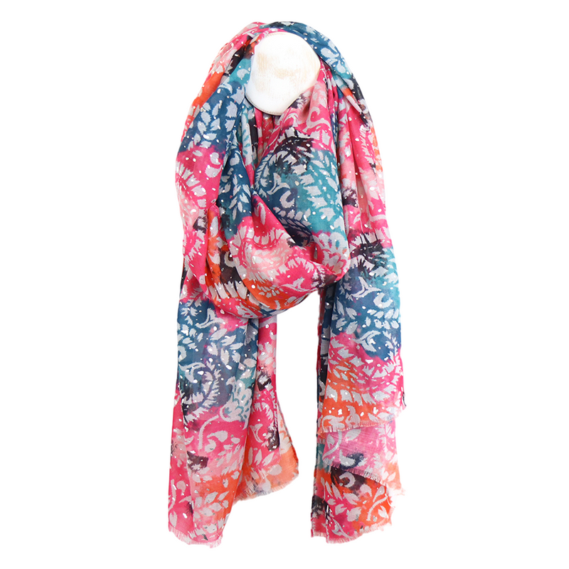 Paisley Print Repreve Scarf | Pink Blue Mix