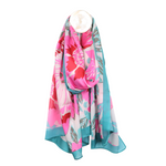 Tropical Print Summer Scarf | Turquoise Pink Mix