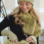 Women's Cable Knit Fingerless Gloves | Artichoke Green