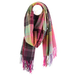 Women's Checked Blanket Scarf | Green/Pink