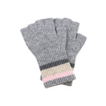 Women's Colour Block Fingerless Gloves | Grey/Pink/Beige
