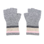 Women's Colour Block Fingerless Gloves | Grey/Pink/Beige