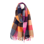Women's Crinkle Checked Blanket Scarf | Rust/Pink