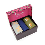 Women's Dog Socks Box | Green/Blue | Set of 3