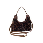 Women's Faux Fur Handbag with Rope Strap | Leopard Print | Small