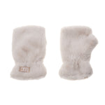 Women's Faux Fur Mittens | Linen White