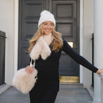 Women's Faux Fur Pull Through Scarf | Linen White