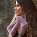 Women's Faux Fur Pull Through Scarf | Powder Pink