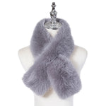 Women's Faux Fur Wrap-Over Scarf | Soft Grey