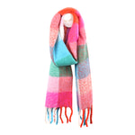 Women's Fluffy Checked Winter Scarf | Pink/Blue