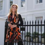 Women's Leopard Print Winter Scarf with Tassels | Burnt Spice