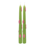 Paradise Diamond Taper Candles | Green & Pink | Set of 2