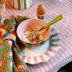 Scalloped Edge Dinner Plate | Pink & White