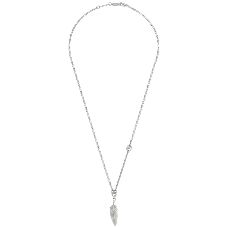 Men’s Feather Pendant Necklace | Rhodium Plated Steel
