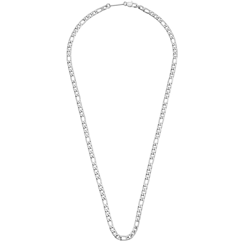 Men's Figaro Chain Necklace | Rhodium Plated Steel