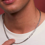 Men's Figaro Chain Necklace | Rhodium Plated Steel