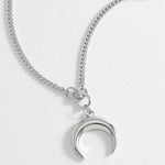 Men's Horn Pendant Necklace | Rhodium Plated Steel