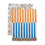 Multi Stripe/Mono Outline Hearts Tea Towels | Set of 2
