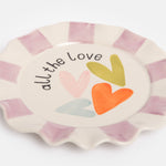 Scalloped 'All The Love' Multi Hearts Side Plate | Purple | 21cm