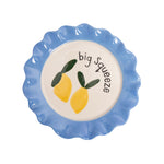 Scalloped 'Big Squeeze' Lemons Side Plate | Blue | 21cm