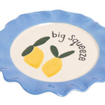 Scalloped 'Big Squeeze' Lemons Side Plate | Blue | 21cm