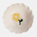 Scalloped Flower Stoneware Bowl | Pink Candy Stripes | 16cm