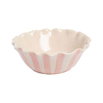 Scalloped Flower Stoneware Bowl | Pink Candy Stripes | 16cm