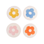Stoneware Flower Coasters | Multicolour | Set of 4