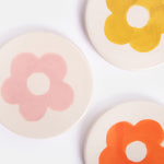 Stoneware Flower Coasters | Multicolour | Set of 4