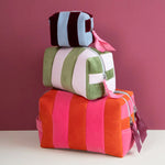 Stripe Travel Washbag | Orange & Pink | Large