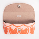 Vegan Leather Flap Glasses Case | Looped Hearts | Pink & Orange