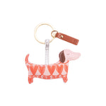Vegan Leather Sausage Dog Keyring | Looped Hearts | Pink & Orange