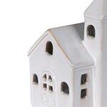 Festive Nordic LED Church Figurine | White Stoneware | 10cm