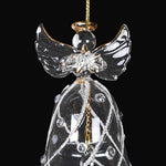 Glass Angel Christmas Tree Decoration with Glitter Detail | 9cm