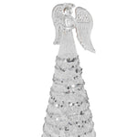 LED Angel Figurine with Glitter Detail | Silver | 23cm