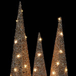 LED Christmas Tree Trio with Glitter Detail | Gold