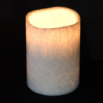 LED Pillar Candle with Marble Detail | White | 11cm