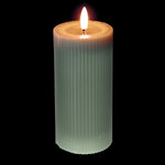 LED Pillar Candle with Ribbed Detail | Sage | 18cm