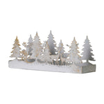 Rustic Forest Candle Holder with Reindeer | White/Gold Iron | 27.5cm