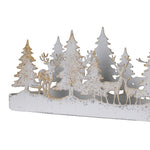 Rustic Forest Candle Holder with Reindeer | White/Gold Iron | 27.5cm