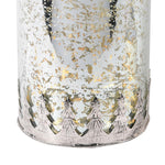 Rustic Tree Lined Votive Candle Holder | Silver Glass/Iron | 19.5cm