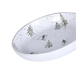 Skiing Snowscape Plate | White Stoneware | 25cm