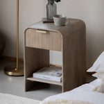 Colonna Fluted 1 Drawer Bedside Table | Mango Wood | Small