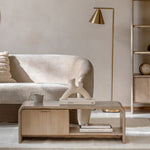 Colonna Fluted 1 Drawer Coffee Table | Mango Wood