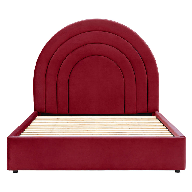 Arch Retro Velvet King Bed Frame | Russett Red | 150x200cm