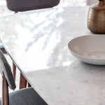 Barcelona Mid-Century Marble Top Rectangular Dining Table | Dark Acacia